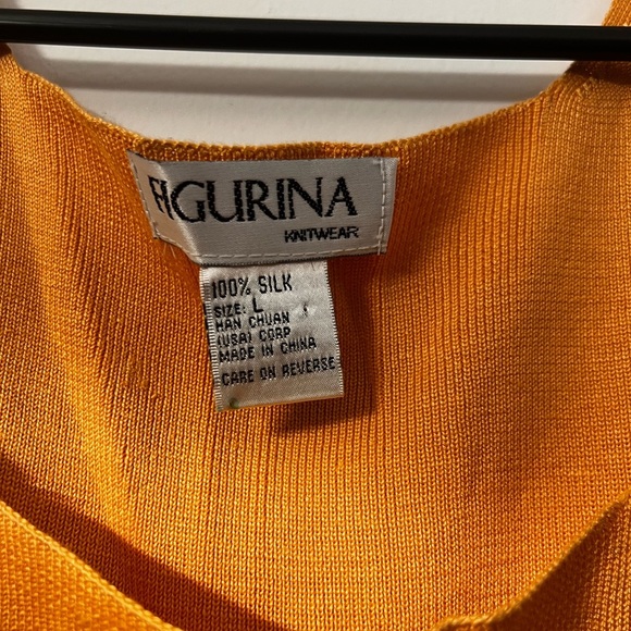 Figurina 100% Silk Orange Glam Summer Tank Top Size L - Picture 3 of 10